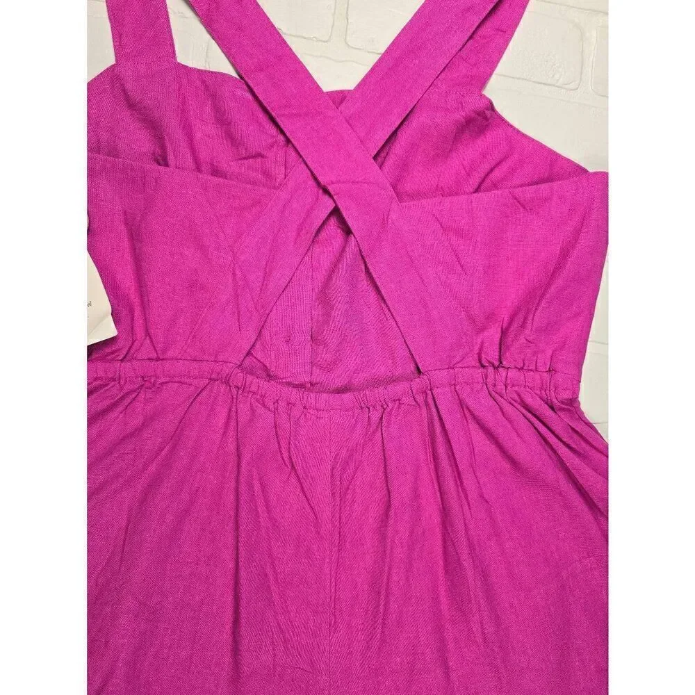 A New Day Pink Linen Blend Romper Extra Large - Picture 4 of 4